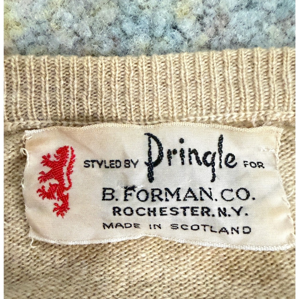 Pringle of Scotland 100% Cashmere Cardigan Sweater Beige Womens M Preppy - Picture 6 of 12